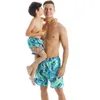 Rodzina Dopasowanie Stroje Kąpielowe Blue Print Swimsuit Matka Córka Bikini Beachwear Pływa Kufne Mężczyźni Kids Suit Suit 210521