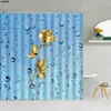 RainDrops Bubble Bubble Shower Curtain Gota de Água Azul Fundo Banheiro Decoração Moderna Creative Propectward Thank Cortins Set 210915