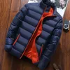 2021 Men Windbreaker Warm Thick Parka Jackets Men's Quilted Padded Puffer Casual Zip Up Winter Bomber Stand Collar Coats Outwear G1108