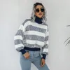 Swetery kobiet 2022 Turtleck Striped for Womenn Latern Rleive Knit Pullover Sweater Jumper Tops Autumn Winter Female Clothing