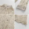 Turn-down Collar White Blouse Women Spring Crochet Lace Floral Fashion Female Shirts Button Solid Ladies Blouses Tops 13125 210512