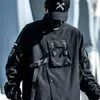 Techwear Black Hip Hop Punk Bomber Jackor Coats Män Japanska Streetwear Bomull Förstorad Långärmad Casual Man Ytterkläder 211217