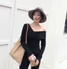 arrival women's blouse woman sexy shoulder shirt slim long sleeved- bottoming three color 360J 30 210506