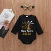 Baby Girl Letter Long-sleeve Cotton Romper Sweet Suit-dress 210521