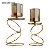 Nordic Metal Candlestick Geometryczne Szkło Świecznik Lampa Wiatrowa Wiatroszczelna świeca Stojak Wedding Home Decoration Ozdoby FC481 210722