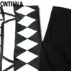 Abito da donna gotico nero taglie forti con scollo a V mezza manica diviso Midi 5XL 4XL stampa abiti da lavoro casual vintage retrò modesti 210527