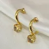 French Exquisite Gemstone Earrings Compact Stylish Ear Cuff Simple Versatile High-End Commuter Jewelry Accessories