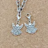 100 st Antik Silver Angel Wing Lobster Spännen Charm Hängen för smyckestillverkning Armband Halsband DIY Tillbehör 15x35.5mm A-494b