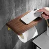 Solid Wood Paper Holder Bathroom Wall Mounted Luxury Fashion Toilet Tissue Paper Holders with Gold Hook