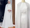 Robes de mariée robes de mariée musulmanes avec enveloppement bijou balayage train perles de cristal chapelle jardin vestidos de novia robe de mari￩e 2022