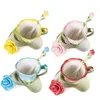 3D Rose Forme Fleur Émail Céramique Café Thé Tasse et Soucoupe Cuillère Porcelaine De Haute Qualité Creative Valentine Cadeau Design 210907
