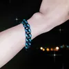 Blu Bianco Nuvole Cielo stellato Moda Hip-Hop Punk Bracciale da uomo in acciaio inossidabile verniciato a catena cubana