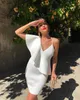 Sheath Spaghetti Straps White Cocktail Party Dresses Short 2021 Chic Ruffles Mini Formell Prom Gown Club Dress Anpassa