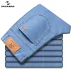 Frühling Sommer klassische Marke Business Casual Herren gerade dünne Denim Jeans hochwertige Lyocell Stretch leicht 210716