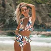 Print Bikini Women Swimwear Push Up Swimsuit High Waist Biquini Halter Backless Bathing Suit Ruffle Beach Wear Summer 210611