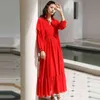 YOSIMI Summer Maxi Vintage Long Women Dress Red Chiffon V-Neck Sleeve Tassel Lace Female Vestidos Party Dresses Ladies 210604