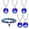 Evil Blue Eye Anhänger Halskette für Frauen Schwarz Wachs Kabelkette Halsketten Männer Choker Schmuck Glücksverteidigerinnen weibliche Partygeschenk