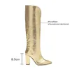 ALLBITEFO taglia 33-43 texture donna stivali tacco alto tacco spesso moda scarpe da festa stivali alti al ginocchio stivali da equitazione 210611