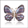 Pinos joalheria de cor de borboleta colorf broches de borboleta metal strassm￵es de cristal de broche de broche de broche bouquet bouquet Grequet Grot Delive