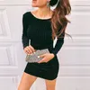 BodyCon платье черное элегантное мода o шеи точки женские вечеринки наряды для женщин новое прибытие осень осенью одежду винтаж 210415