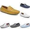 Sapatos de condução ocasional dos homens de couro homens macios Moda Moda Negra Negra Branco Azul Prata Amarelo Calçados Cinzentos All-Match Lazy Cross-border 38-46 Color71