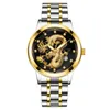패션 캘린더 망 시계 철강 벨트 비 기계적 비즈니스 방수 광장 다이아몬드 중국 용 시계