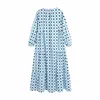 PUWD Oversize Donna O Collo Abito dritto Primavera-autunno Moda Donna Dolce Carino Allentato Femminile Stampa blu 210522