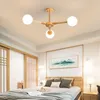 Lampe à bûches de Style japonais, nordique, salon, chambre à coucher, salle à manger, haricot magique, lustre moléculaire en bois massif, lampes suspendues