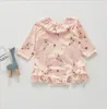 Peuter Girl Badpak Citroen Floral Gedrukt Infant Badpak Mode Kid Mouwloze Sling Outfits 4 Designs BT6658