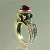 Mermaid ruby ring European and American creative women plated 925 retro Thai jewelry wholesale