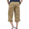 Short cargo long longueur hommes été genou multi poche décontracté coton taille élastique bermudas mâle style militaire culottes 210629