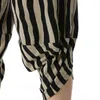 Pantaloni da uomo in lino di cotone Harem a righe verticali Pantaloni estivi casual da spiaggia elastici leggeri Boho 3/4 con tasche 210522