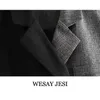 Weasay Jesi Женский костюм обрезанный Blazer + юбка моды офис леди карманные украшения пэчворк Blazer костюмы с юбкой 210930