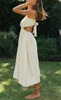 Foridol Elegant Bownot Backless Sommarklänning Kvinnor Ärmlös Maxi Boho Beach Dress Lady Loose Long Vestido Feminino 210415