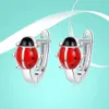 BELAWANG 2020 Regalo Di Natale In Argento Sterling 925 Animale Coccinella Bambino Smalto Rosso Coccinella Orecchini per Le Donne