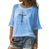 Fashion Lace Crew Neck T-Shirt Faith Letters Print For Women Plus Size Female Tumblr Funny Summer Tops 210623