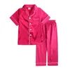 Enfants Pyjamas d'été Pyjamas Pyjamas Silk Silk Satin comme à manches courtes Pantalons longs vêtements de nuit Girl Boy Boy Pyjama Set2802794