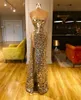 Luxury Gold Formal Aftonklänningar Glitter Sequins Långärmade Sexiga Sida Split Robe de Mariée Plus Size Custom Made Women Mermaid Prom Dress