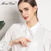 Moda Tasarımcısı Setleri Yaz kadın Fener Kollu Zarif Beyaz Bluz Ve Yüksek Bel Baskı Kırmızı Etek Iki Parçalı Suit 210524