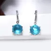 Vente de boucles d'oreilles en Zircon cubique coupe spéciale pour femme couleur bleu ciel pierre élégante goutte 2022 bijoux en gros pendentif lustre