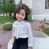 Blouse For Girls Lace White Blouse Girls Floral Children's Shirts For A Girl Spring Autumn Baby Girl Clothes 210412