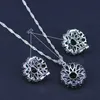 Flower Shining Bridal Jewelry Sets AAA Cubic Zircon Stone Silver Color Earrings Necklaces Rings for Wedding Party H1022