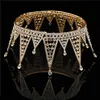New Gold Luxo Cristal Bridal Tiara Royal Rainha Rei Coroa Para Acessórios De Cabelo Do Casamento Party Porm Round Crowns Hair Jóias X0625