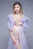 Unique Evening Dresses Sexy See Through Ruffles Tulle Lace Pregnant Women Cape Dress High Side Split Maternity Formal Prom Party Gowns Custom Made