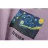 Mężczyźni Hip Hop Hoodie Bluza Van Gogh Gwiaździsta Noc Drukuj Streetwear Pullover Jesień Bawełna Harajuku Z Kapturem Kapturem Purpurowy 210728