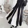 [EAM] Women Black Contrast Color Long Dress Turtleneck Long Sleeve Loose Fit Fashion Spring Autumn 1DD6129 21512