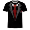 面白いスーツ3D Tシャツグラフィックタキシード蝶ネクタイデジタルプリントTシャツメンズサマーファッションショートスリーブストリートウェアベストTOPS5438​​392