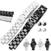 Смотреть полосы керамики браслет высокий женский мужской ремень модный браслет черный белый 16 мм 19 мм для J12