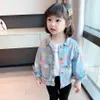 Coat for Girl Dot Girl Denim Coats Kids Spring Autumn Kids Jacka Casual Style Kids kläder 210412