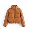 New women's winter european fashion stand collar PU leather down cotton-padded short parka coat casacos XSSML